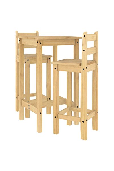 vidaxl Set mobilier de bar, 3 piese, lemn masiv de pin