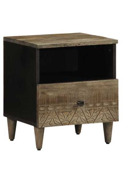 vidaxl Light gray bedside table 40x33x46 cm solid mango wood