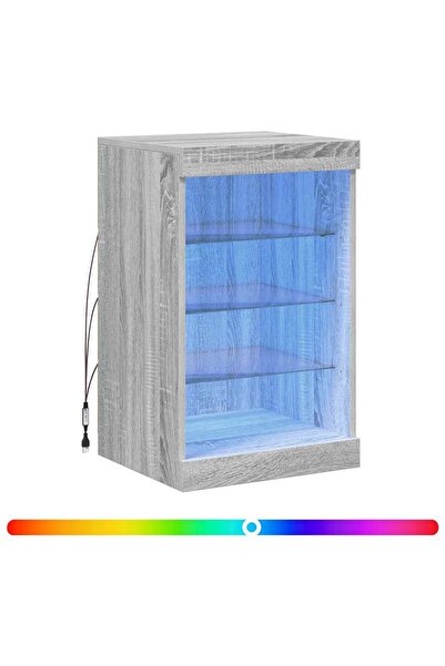 vidaxl Servantă cu lumini LED, gri sonoma, 41x37x67 cm