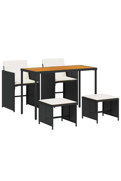 vidaxl Set mobilier de grădină cu perne, 5 piese, negru, poliratan