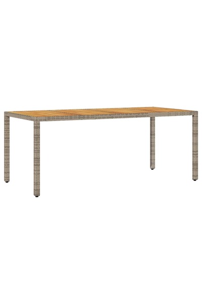 vidaxl Masă grădină, blat din lemn acacia gri 190x90x75 cm poliratan