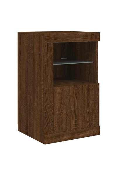 vidaxl Dulap lateral cu lumini LED, stejar maro, lemn prelucrat