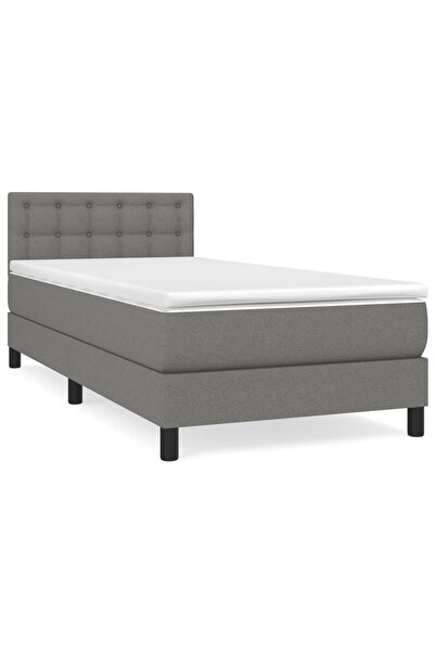 vidaxl Pat box spring cu saltea, gri închis, 80x200 cm, textil