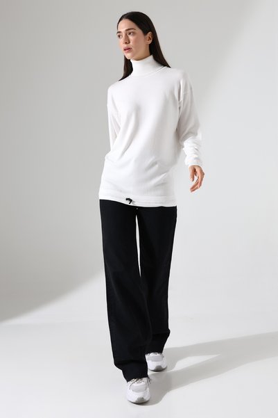 Lavinza Long Sleeve Drawstring Turtleneck Knitwear Sweater Relaxed Fit Casual Stylish Women's Sweater