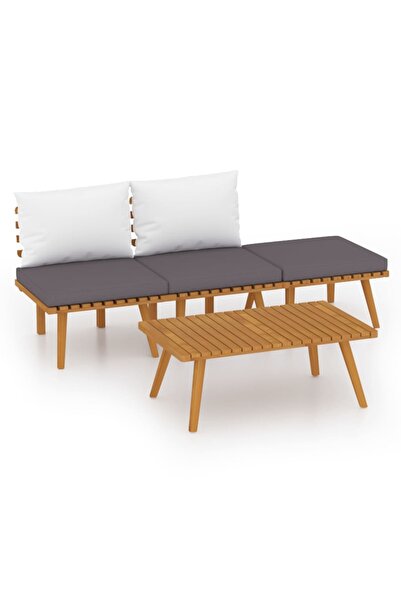 vidaxl Set mobilier de grădină cu perne, 4 piese, lemn masiv de acacia