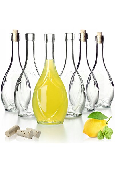 KADAX Sticlă de vin 500ml cu dop de plută pentru lichioruri, oțet, alcool, 6 ...