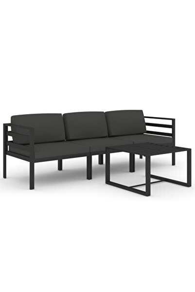 vidaxl Set mobilier de grădină cu perne, 4 piese, antracit, aluminiu