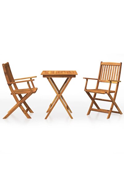 vidaxl Set mobilier grădină pliabil, 3 piese, lemn masiv acacia