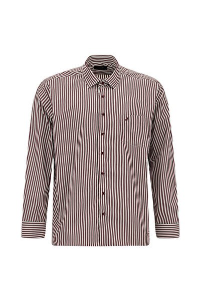 Abdullah Kiğılı Long Sleeve Classic Striped Pocketed Cotton Shirt