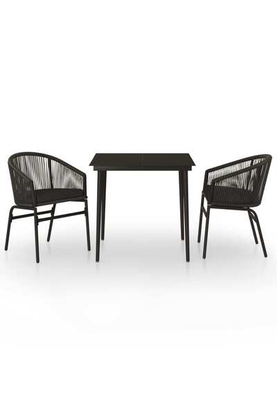 vidaxl Set de mobilier pentru grădină, 3 piese, negru