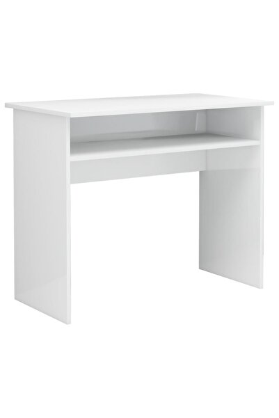 vidaxl Birou, alb extralucios, 90 x 50 x 74 cm, lemn prelucrat