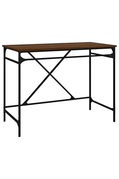 vidaxl Birou, stejar maro, 100x50x75 cm, lemn prelucrat și fier
