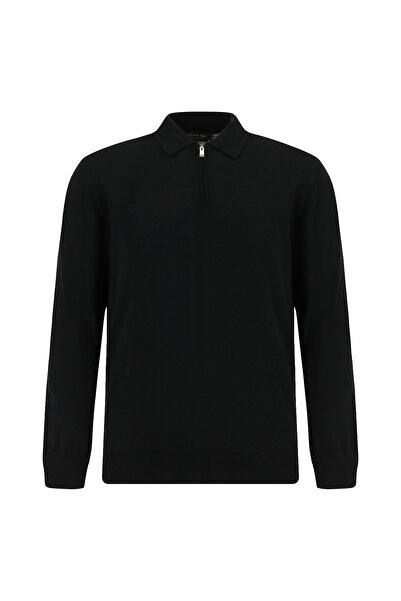Abdullah Kiğılı В'язаний светр з бавовняного кашеміру з коміром-поло, стандар...
