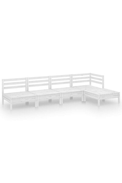 vidaxl Set mobilier de grădină, 5 piese, alb, lemn masiv de pin
