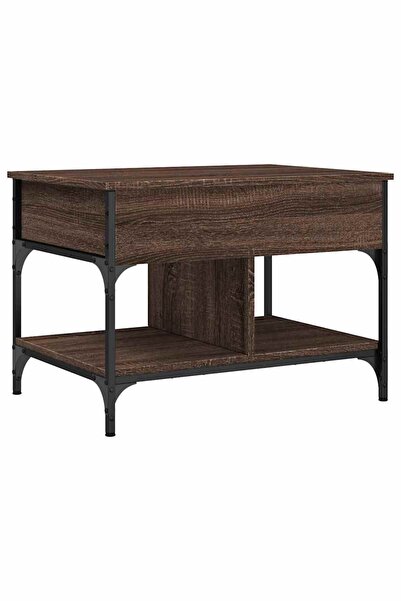 vidaxl Măsuță de cafea stejar maro 70x50x50 cm lemn prelucrat și metal