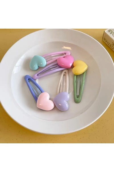 Simone Jr. Pastel Heart Double Hair Clips – with Colorful Options - 2