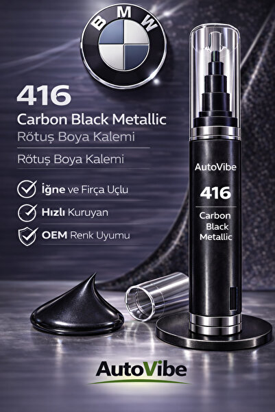 AutoVibe BMW Rötuş Boya Kalemi 416 Carbon Black Metallic – Karbon Siyah Metalik