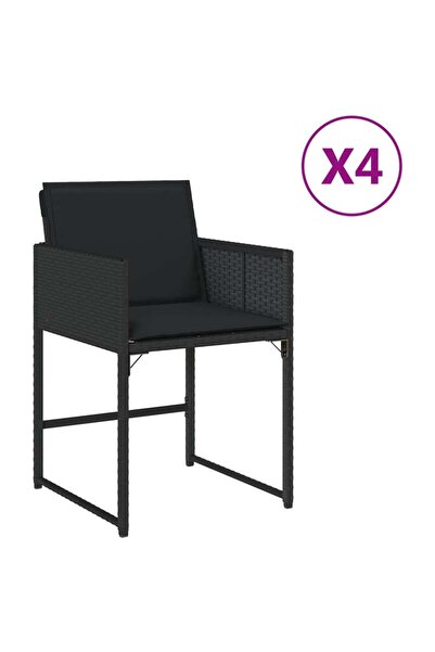 vidaxl Scaune de grădină cu perne, 4 buc., negru, poliratan