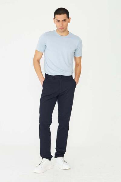 White Stone Navy Blue Regular Fit Smart Casual Men's Sports Trousers