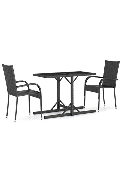 vidaxl Set mobilier de grădină, 3 piese, negru
