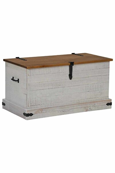 vidaxl Cufă de depozitare HALDEN alb 91x48x47 cm lemn masiv de pin