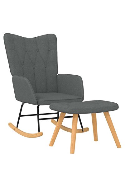 vidaxl Scaun balansoar cu taburet, gri închis, textil