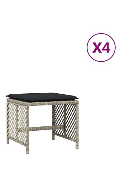 vidaxl Scaune de grădină cu perne, 4 buc. gri deschis poliratan