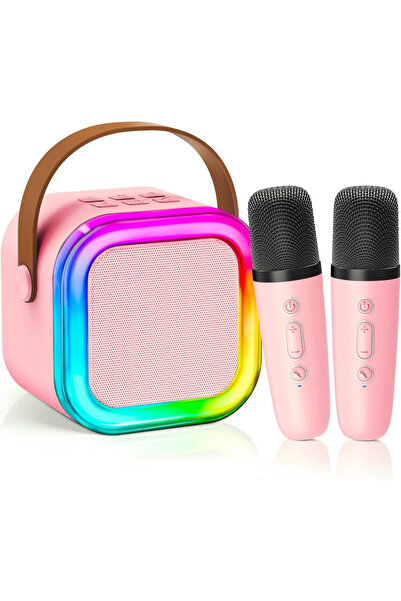 OEM Boxă karaoke roz pentru copii cu 2 microfoane wireless – Cutie muzicală p...