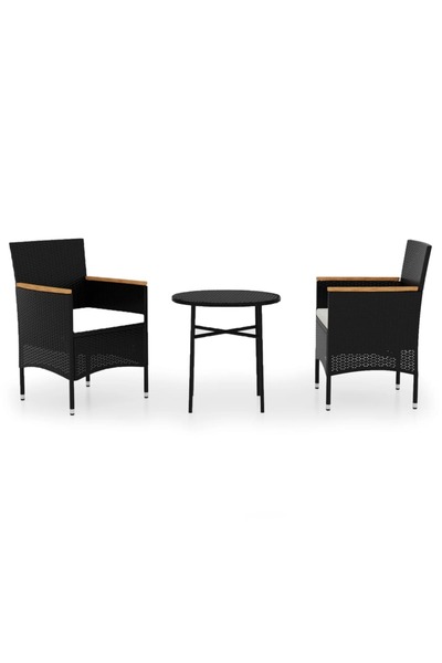 vidaxl Set mobilier de grădină, 3 piese, poliratan