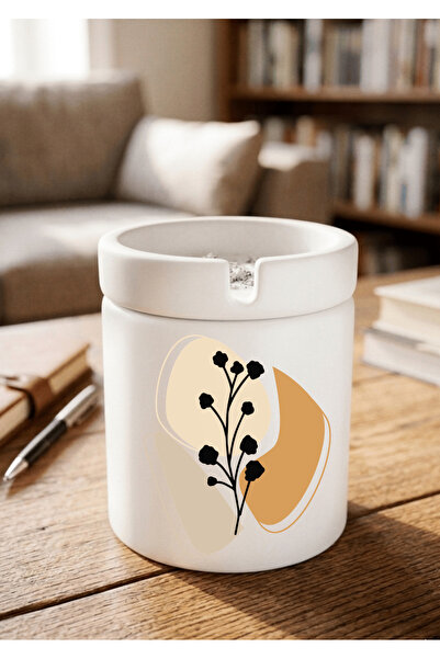 Eylül Design Printed Ceramic Ashtray with Boho Design Odorless Ash Tray