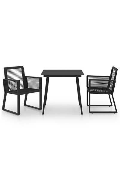 vidaxl Set mobilier de exterior, 3 piese, negru, ratan PVC
