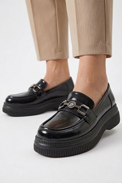 Nubbock Γυναικεία παπούτσια Black Sun Με λεπτομέρεια αγκράφας μοκασίνια Casua...