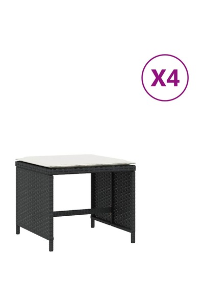 vidaxl Scaune de grădină cu perne, 4 buc. negru 41x41x36 cm poliratan