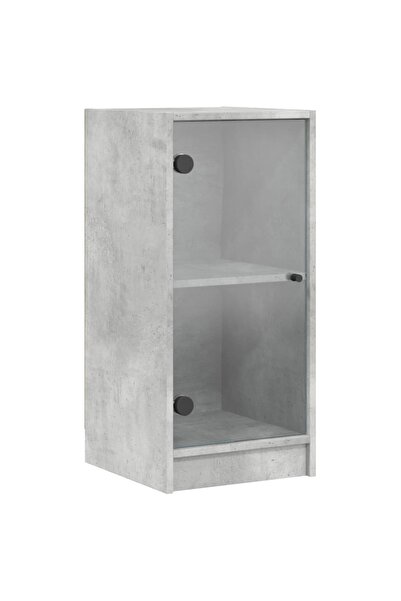 vidaxl Side cabinet with glass doors, concrete grey, 35x37x75.5 cm