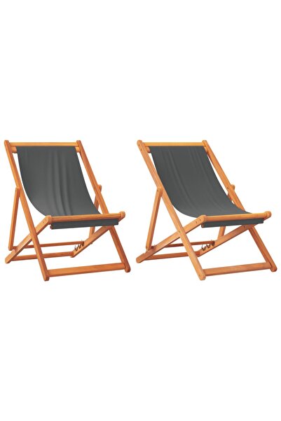 vidaxl Scaune de plajă pliante, 2 buc., gri, material textil