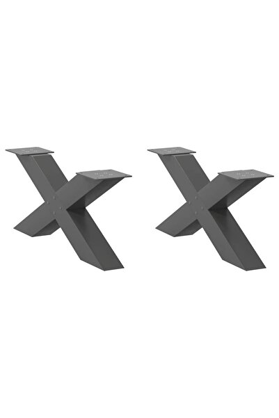 vidaxl X-shaped coffee table legs, 2 pcs., anthracite, 70x(30-31) cm, steel