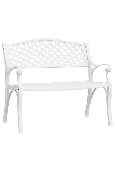vidaxl Bancă de grădină, alb, 102 cm, aluminiu turnat
