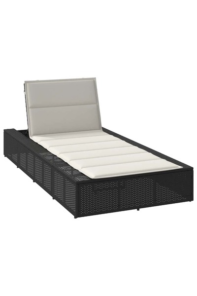 vidaxl Sezlong cu pernă plutitoare Rattan poli negru