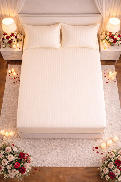 Fitted Bed Sheet with Elastic 180x200 +25 cm for High Mattress, Set Includes 2 Pillowcases 55x80 cm miniatura 4