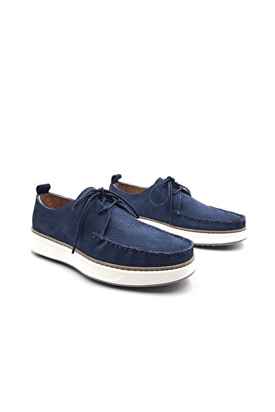 MARCOMEN Genuine Nubuck Leather Navy Blue Comfort Casual Men's Shoes