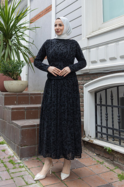 luazul Flock Print Dress