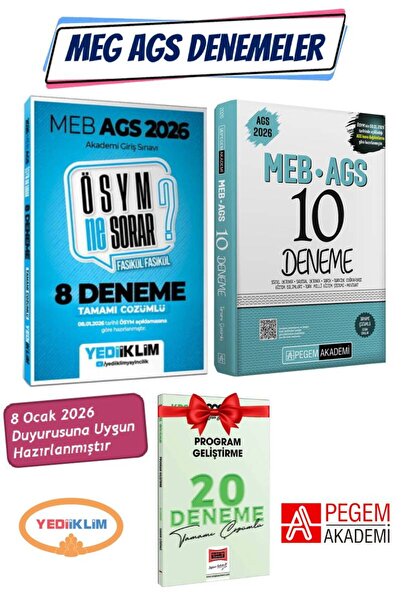 Yediiklim Yayınları 2026 Yediiklim MEB AGS Deneme ÖSYM Ne Sorar+Pegem MEB AGS...
