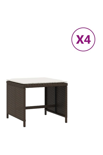 vidaxl Scaune de grădină cu perne, 4 buc., maro 41x41x36 cm poliratan