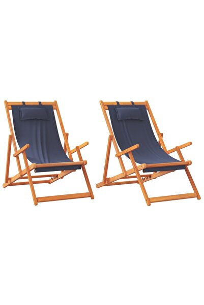 vidaxl Scaune de plajă pliante, 2 buc., albastru, material textil