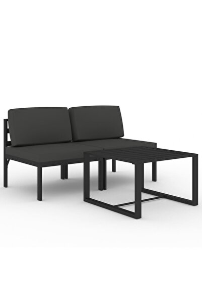 vidaxl Set mobilier de grădină cu perne, 3 piese, antracit, aluminiu