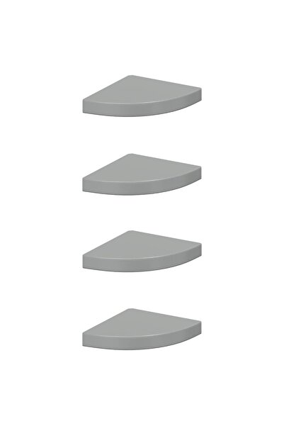 vidaxl Corner wall shelves, 4 pcs., high-gloss gray, 25x25x3.8 cm, MDF