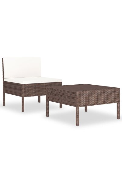vidaxl Set mobilier relaxare grădină cu perne 2 piese maro poliratan