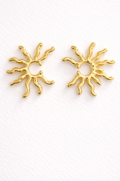 Takıtolia أقراط ذهبية بتصميم أنيق على شكل شمس من ويسون باللون الذهبي