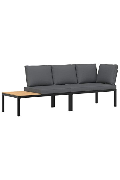 vidaxl Set canapea de grădină, 2 piese, cu perne, negru, aluminiu