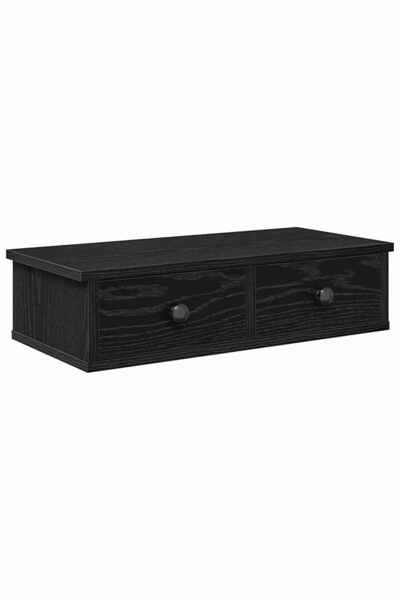 vidaxl Raft de perete cu sertare negru 60x28x15 cm lemn prelucrat